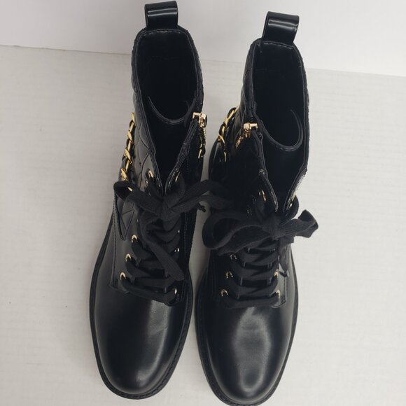 NWOB GUESS Women's Jellard Lace Up Quilted Round Toe Combat Booties Black - Picture 5 of 7